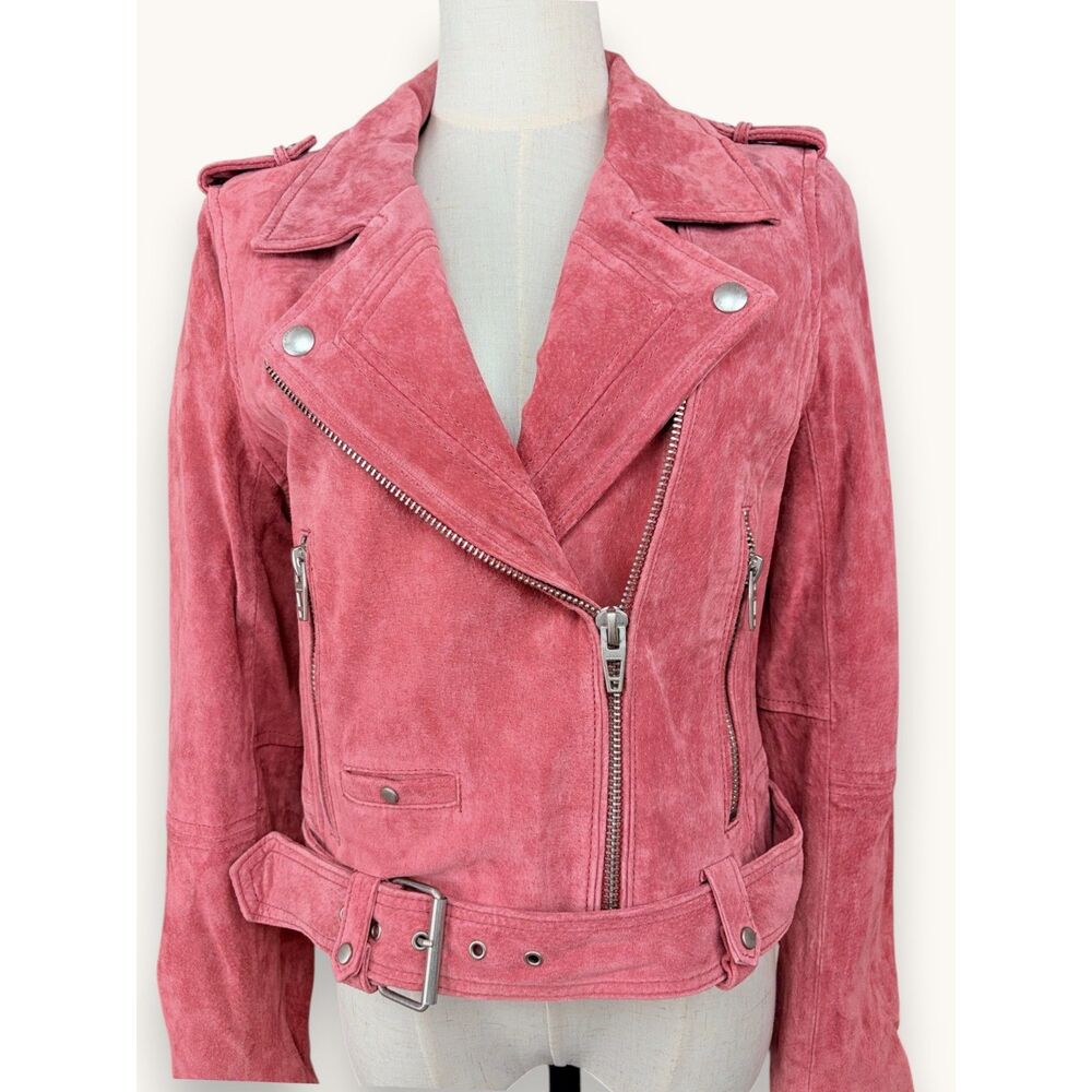 BLANKNYC Genuine Suede Moto Jacket M Dusty Rose Leather Biker Western Boh